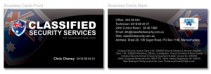 Classified Security Business Cards
