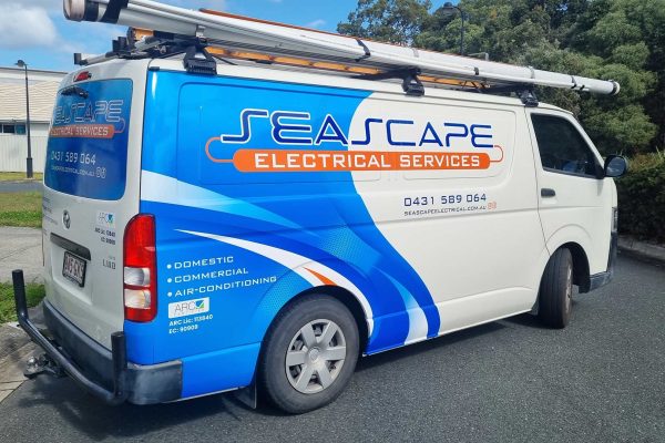 Seascape Electrical Tradie Custom Van Wrap Birtinya