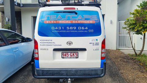 Seascape Electrical Tradie Custom One Way Vision Sign Birtinya