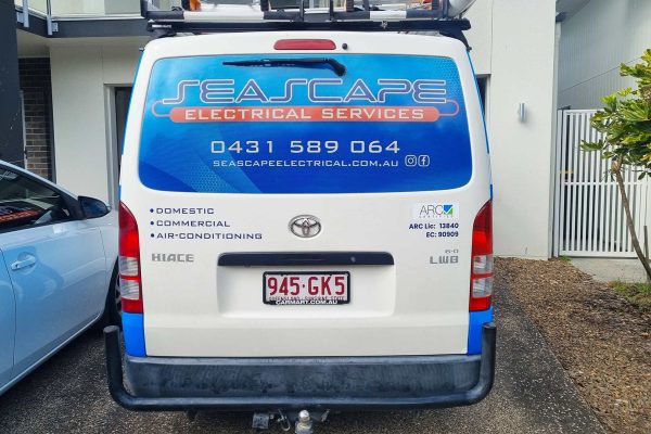 Seascape Electrical Tradie Custom One Way Vision Sign Birtinya